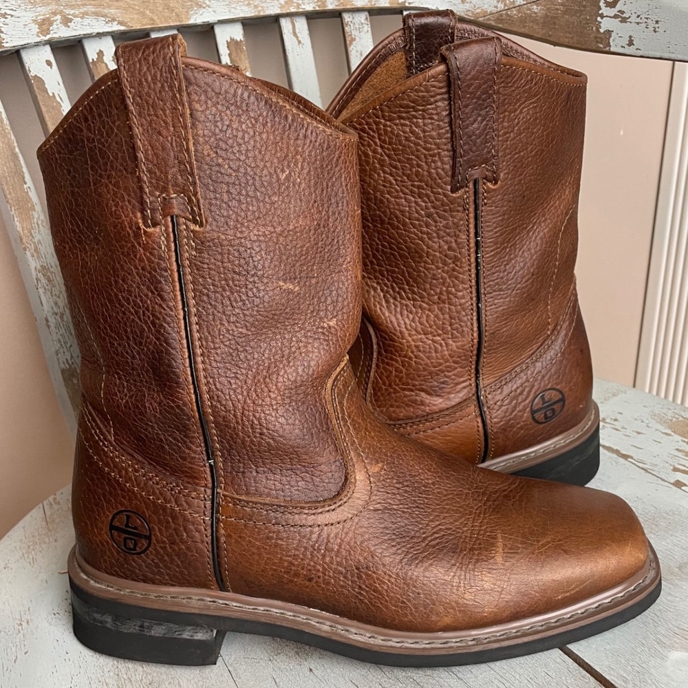 Lincoln Outfitters Square soft Toe Western leather Work Boots Brown Men's Sz 8M
